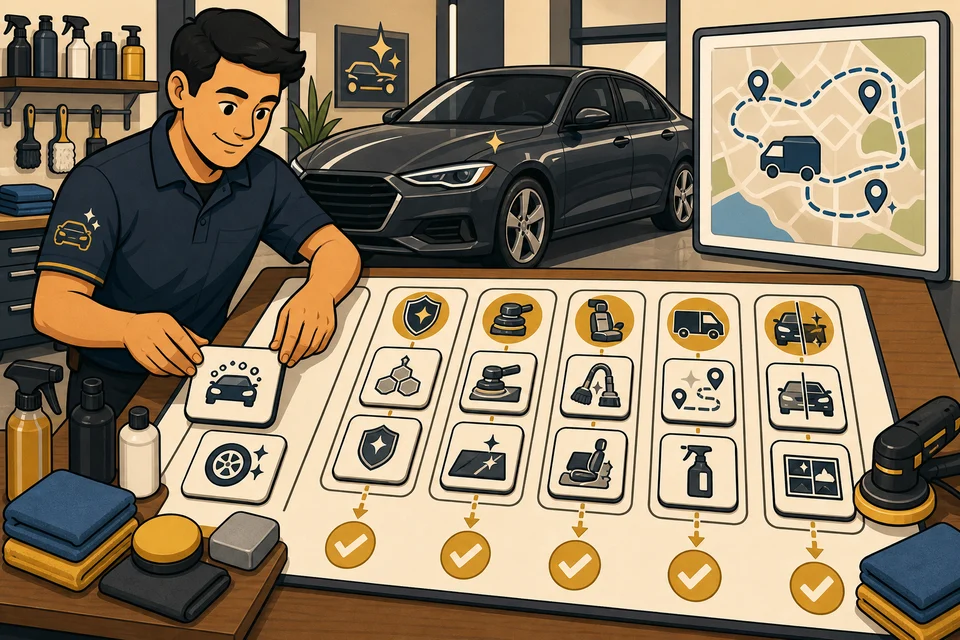 Auto Detailers trust-builder illustration for every major offer has a path.