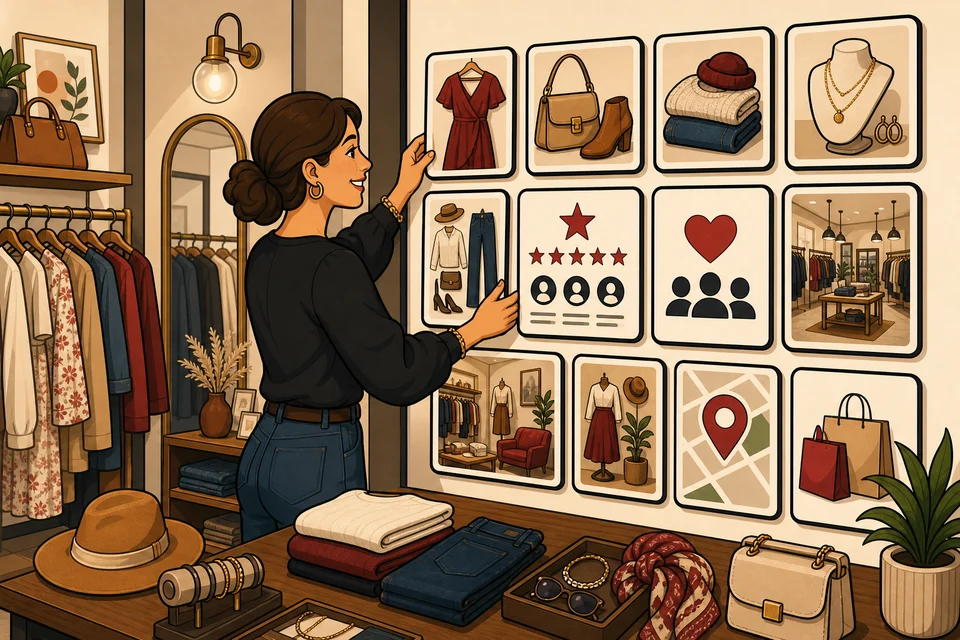 Boutiques trust-builder illustration for proof appears before hesitation.