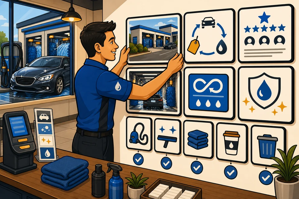 Car Washes trust-builder illustration for proof appears before hesitation.