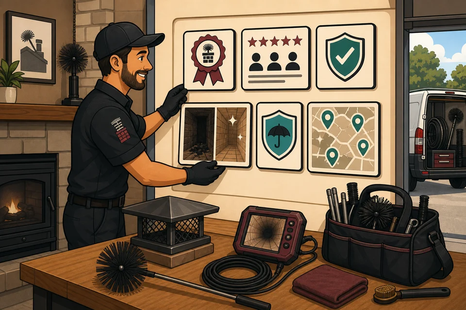 Chimney Sweep trust-builder illustration for proof appears before hesitation.