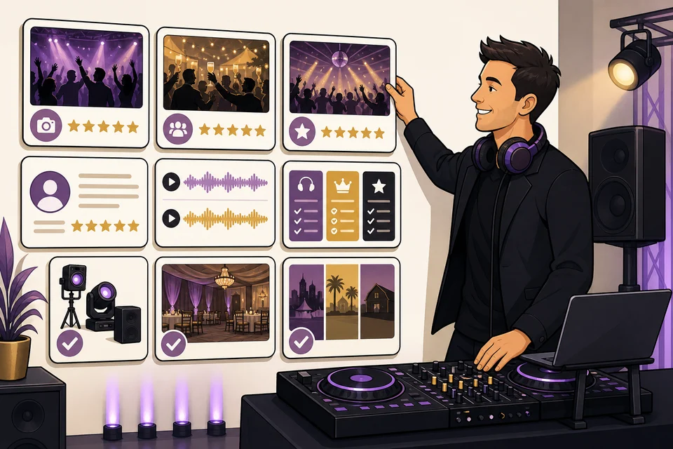 DJs & Entertainment trust-builder illustration for proof appears before hesitation.