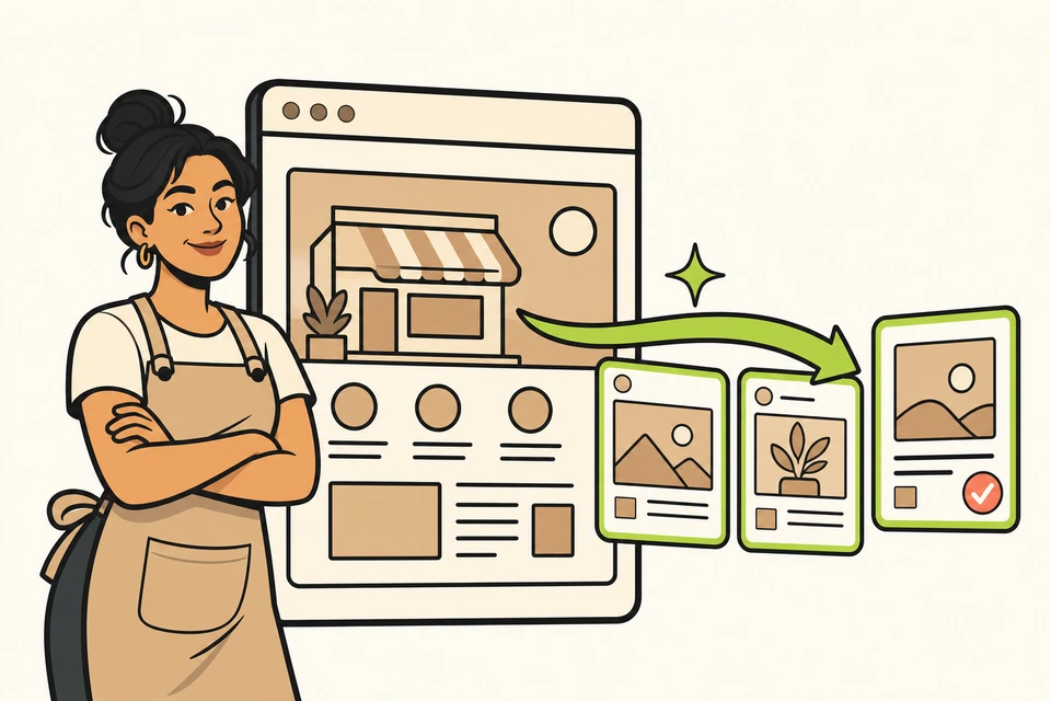 Your finished website turning into ready-made social posts for Instagram and Facebook